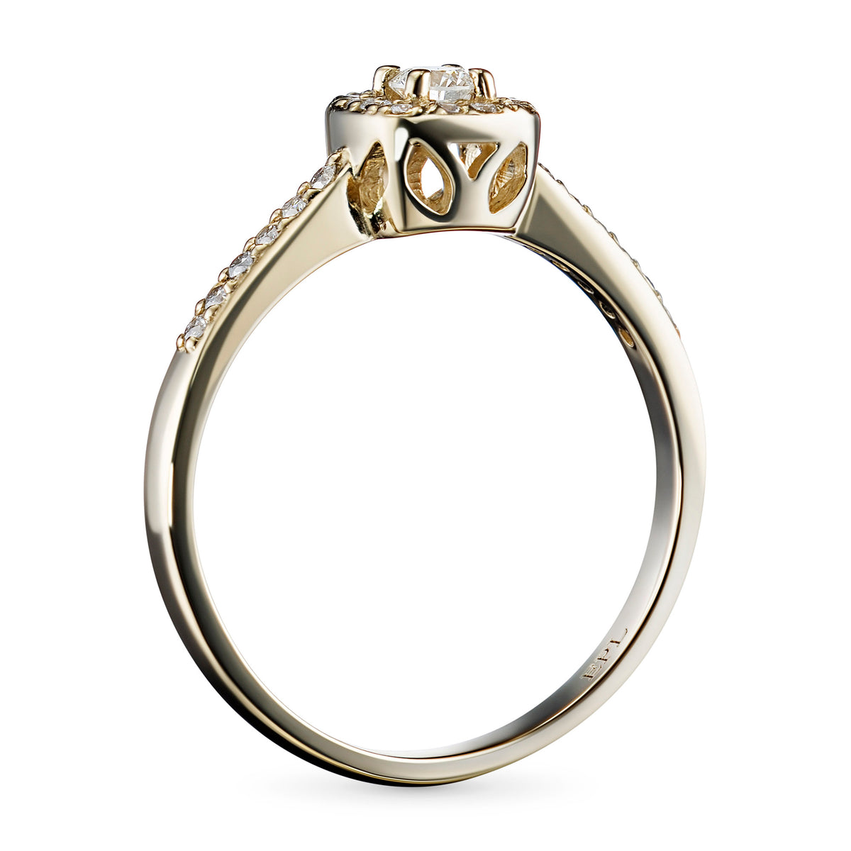 14K Yellow Gold Ring with Lab-Created Diamonds