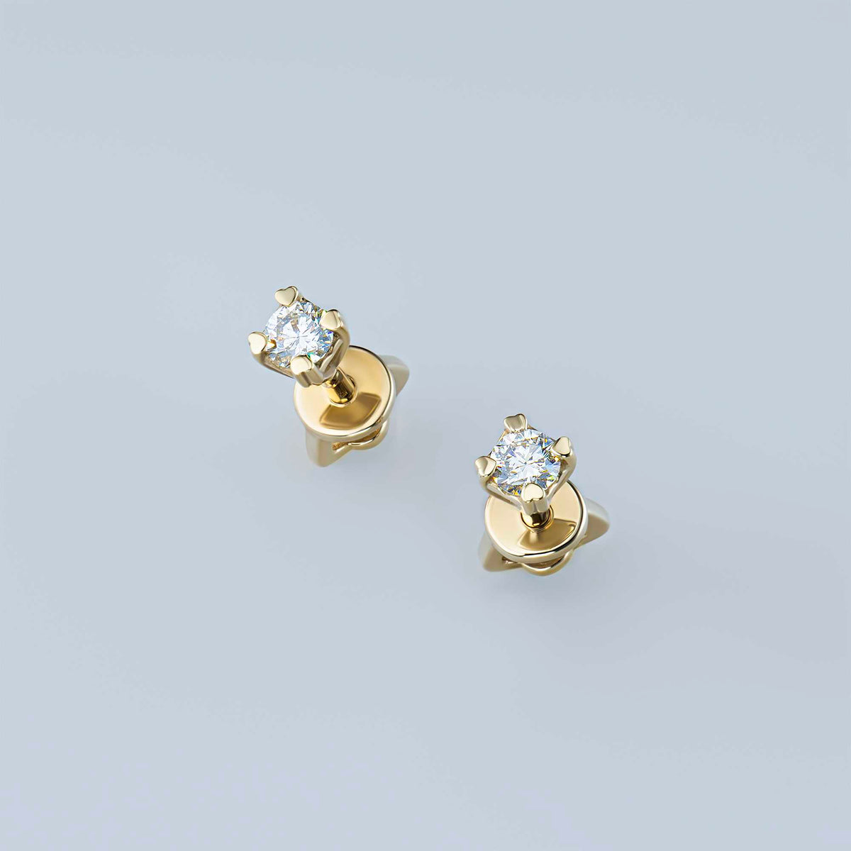 14K Yellow Gold Earring Studs with Lab-Created Diamonds