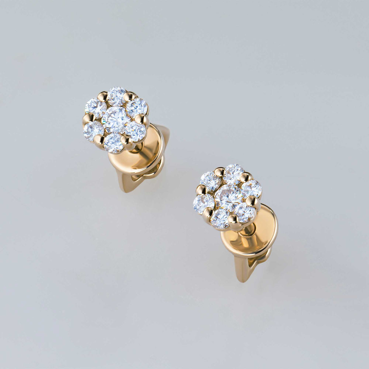 14K Yellow Gold Earring Studs with Lab-Created Diamonds