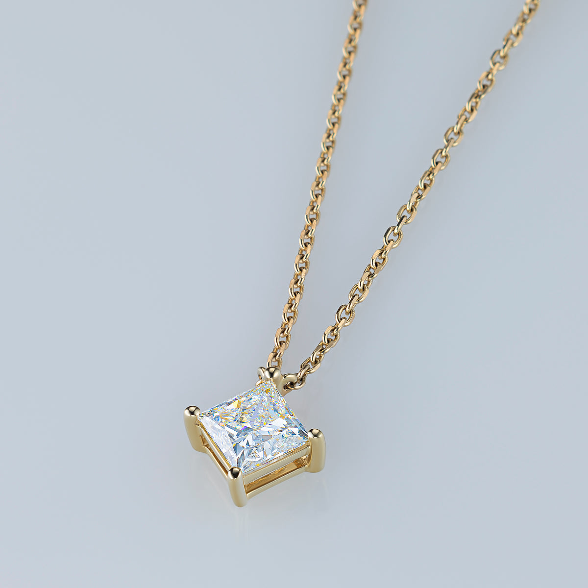 14K Yellow Gold Necklace with Lab-Created Diamonds