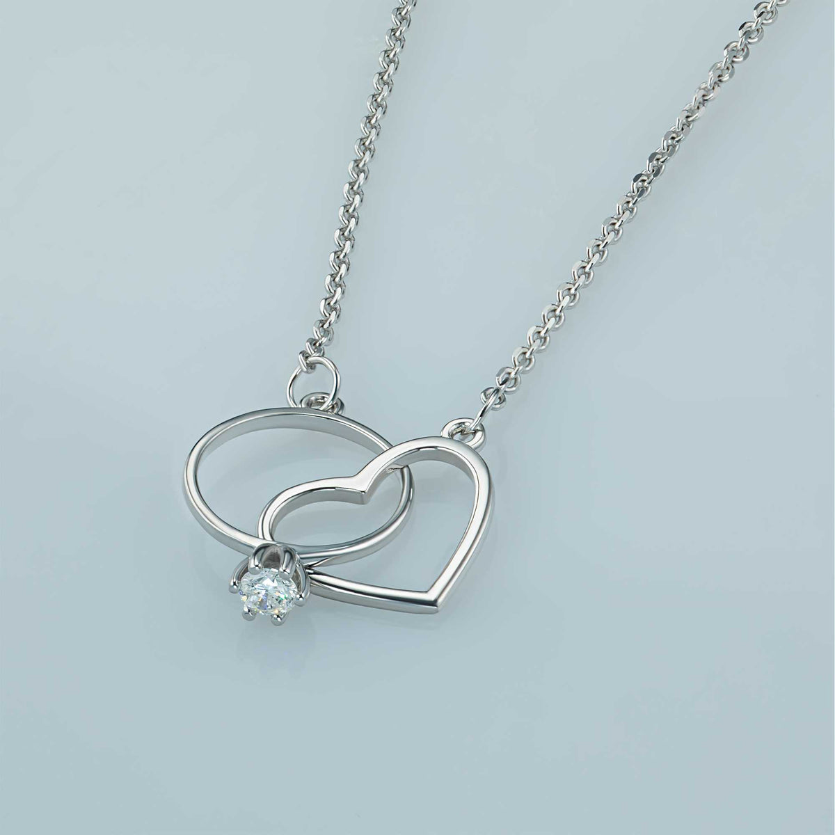 Sterling Silver Necklace with Lab-Created Diamonds