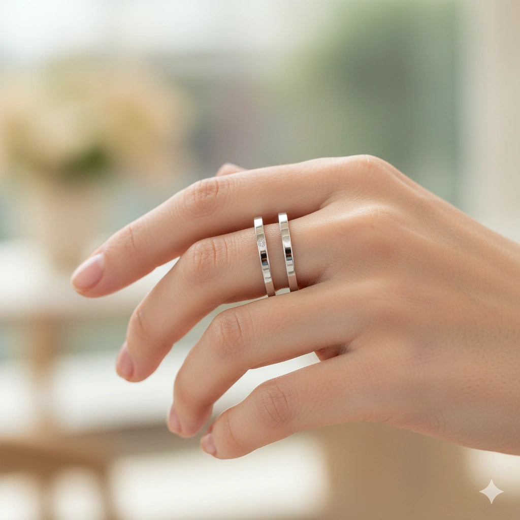 Sterling Silver Ring with Lab-Created Diamonds