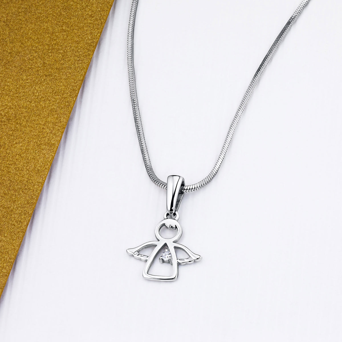 Sterling Silver Pendant with Lab-Created Diamonds