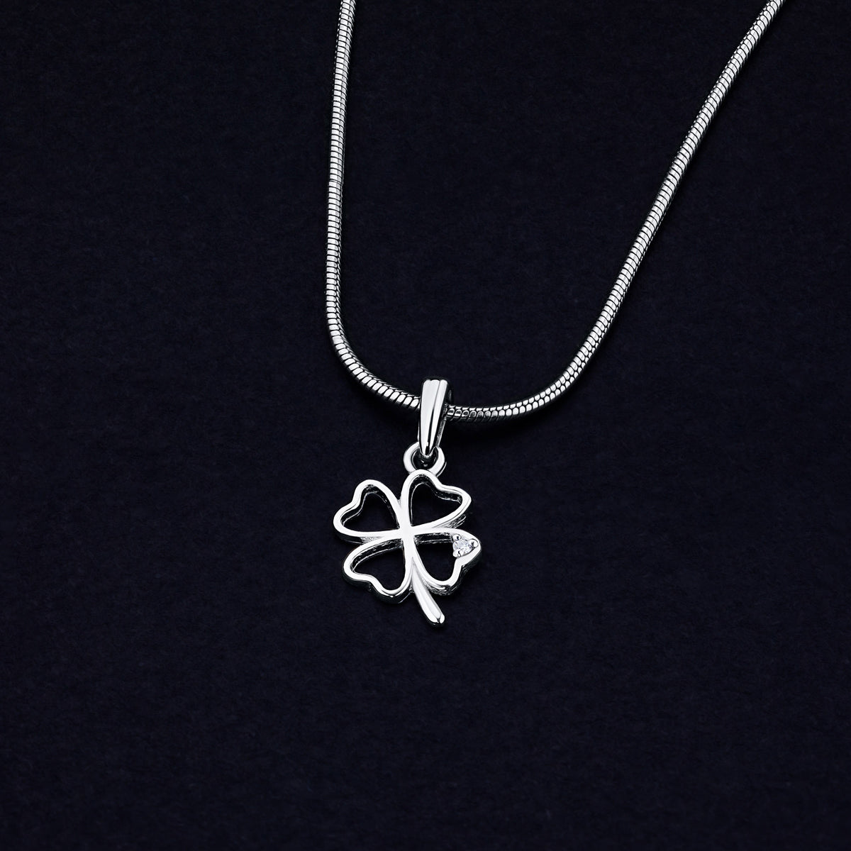Sterling Silver Pendant with Lab-Created Diamonds
