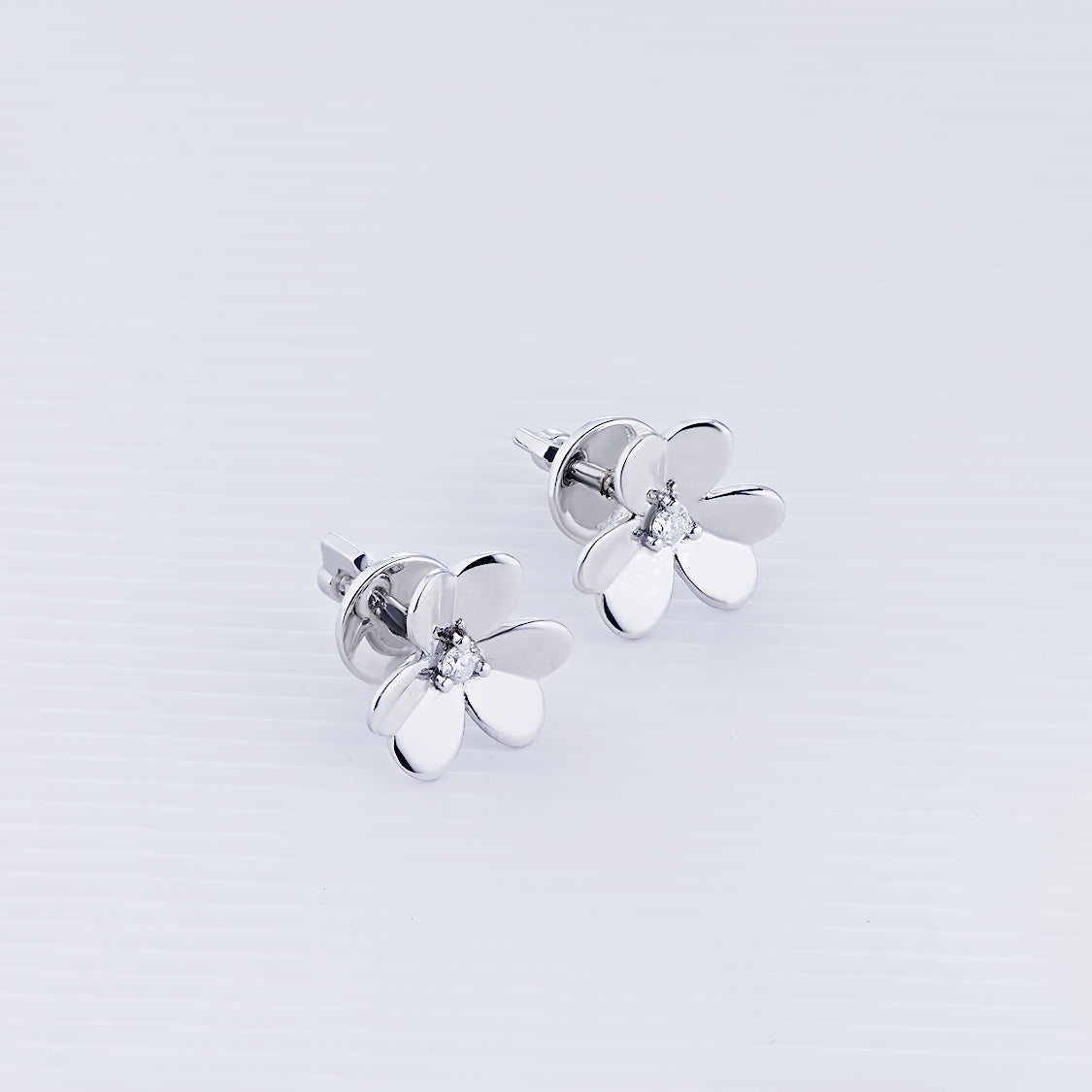 Sterling Silver Earring Studs with Lab-Created Diamonds