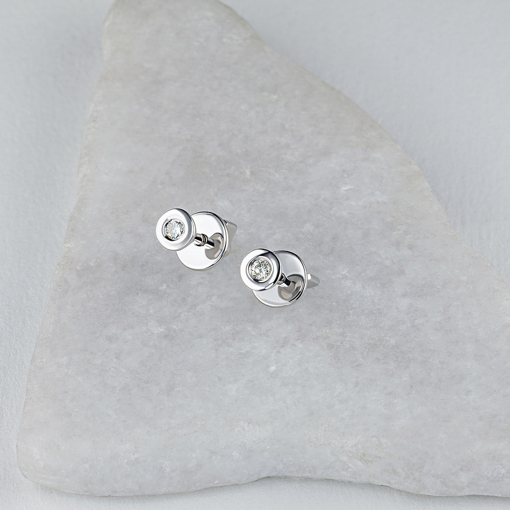 Sterling Silver Earring Studs with Lab-Created Diamonds