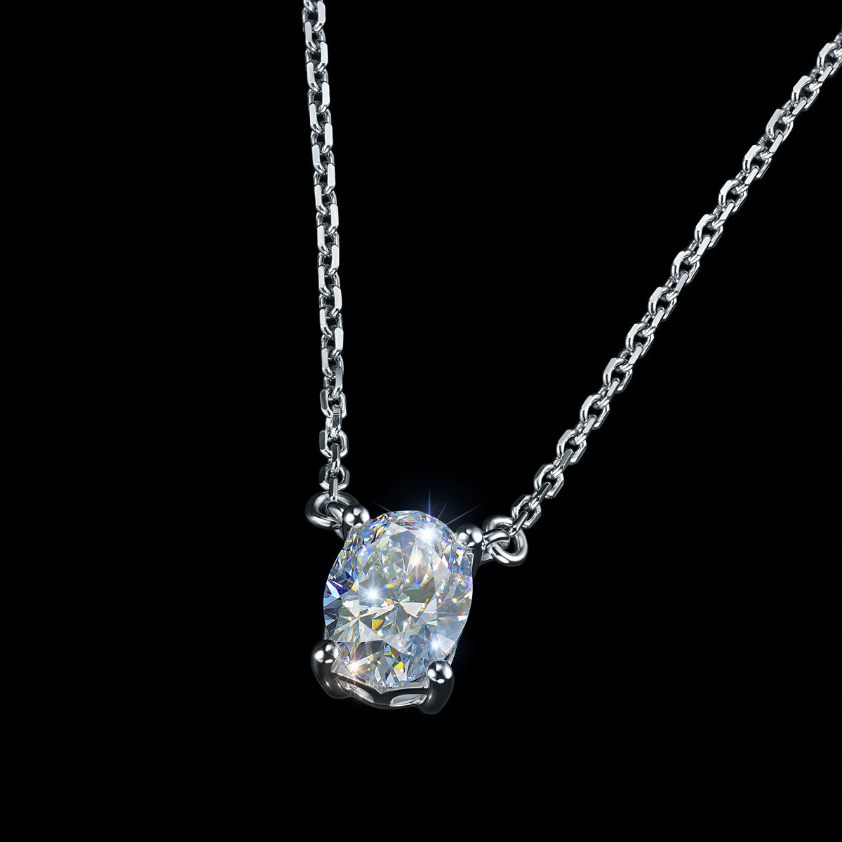 Sterling Silver Necklace with Lab-Created Diamonds