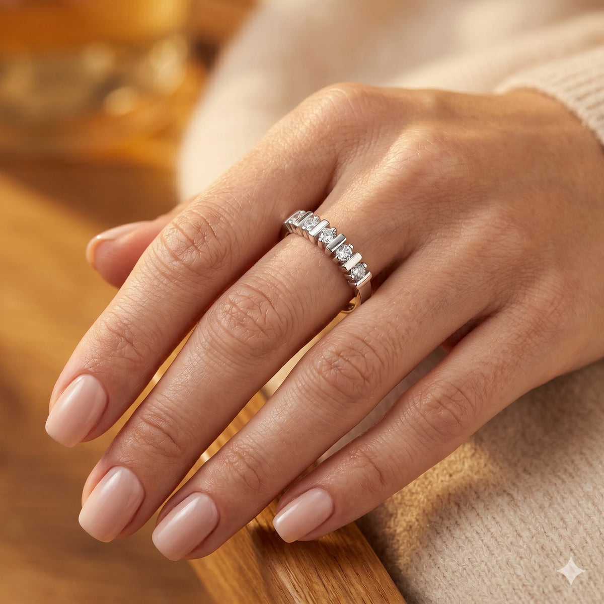 Sterling Silver Ring with Lab-Created Diamonds