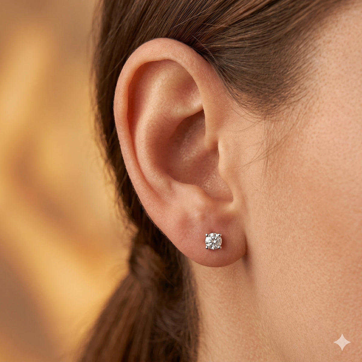 Sterling Silver Earring Studs with Lab-Created Diamonds