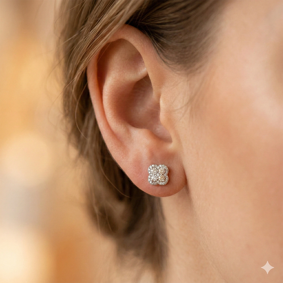 Sterling Silver Earring Studs with Lab-Created Diamonds