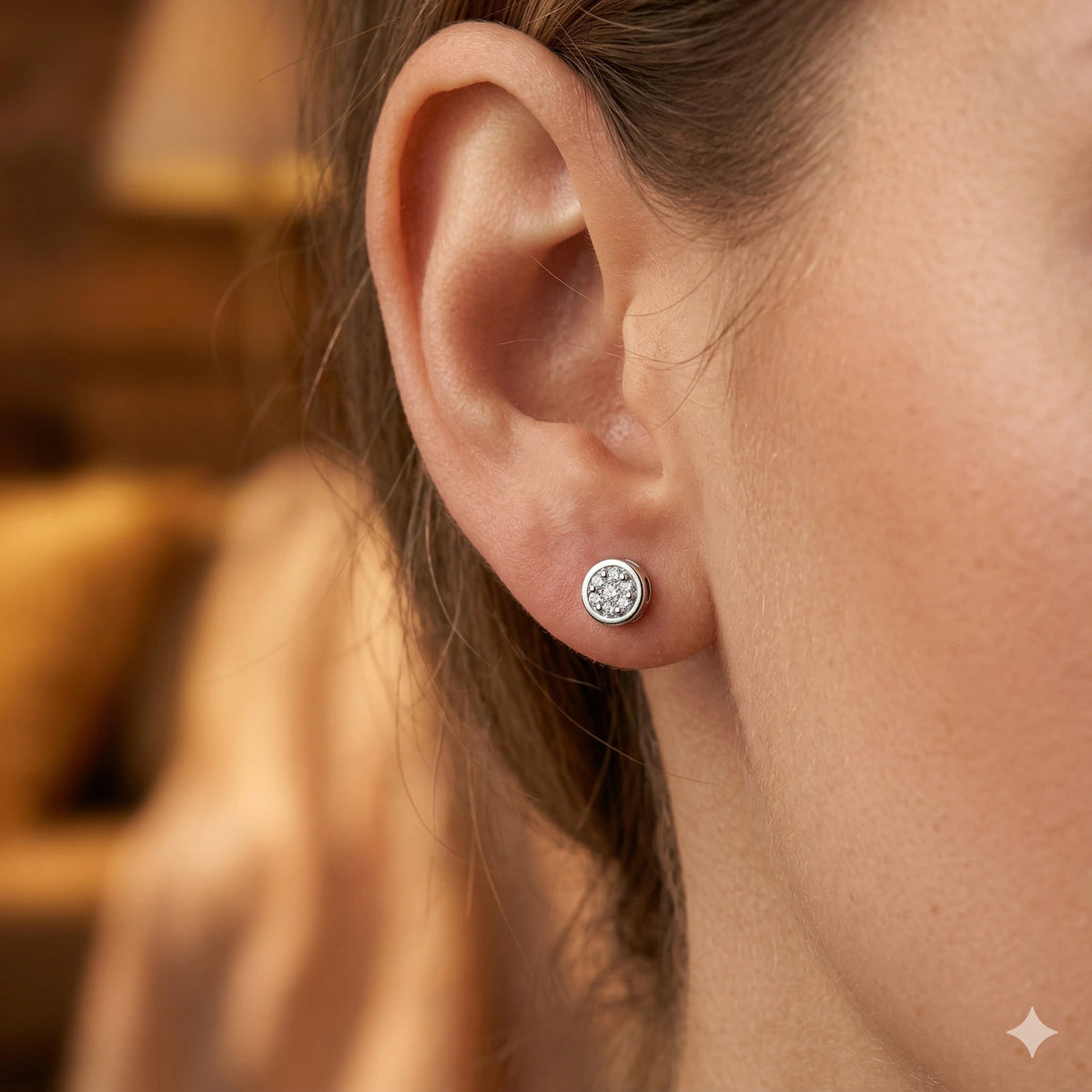Sterling Silver Earring Studs with Lab-Created Diamonds