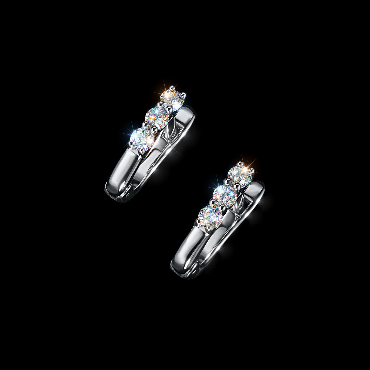 Sterling Silver Earrings with Lab-Created Diamonds