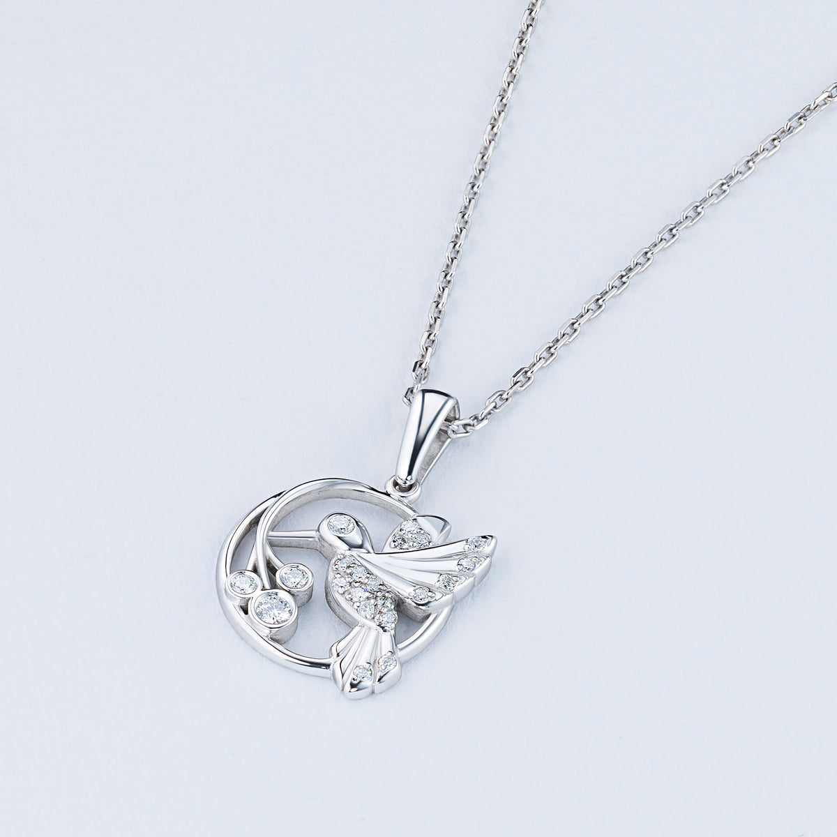Sterling Silver Pendant with Lab-Created Diamonds