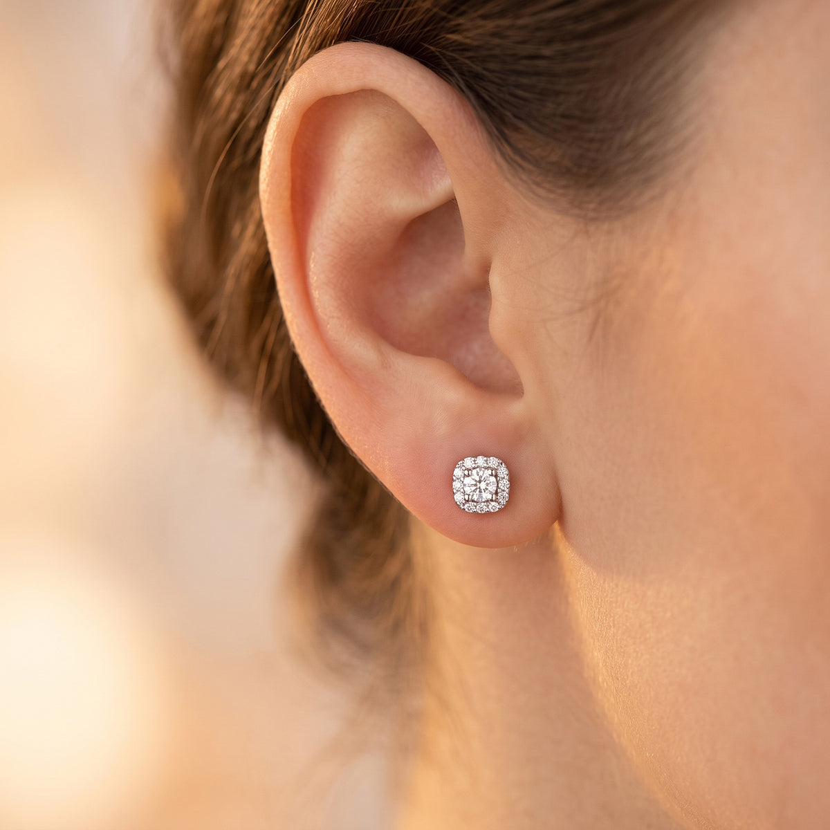 14K White Gold Earring Studs with Lab-Created Diamonds