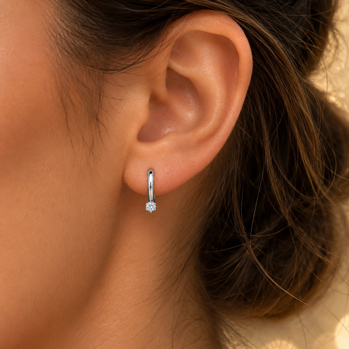 14K White Gold Earrings with Lab-Created Diamonds