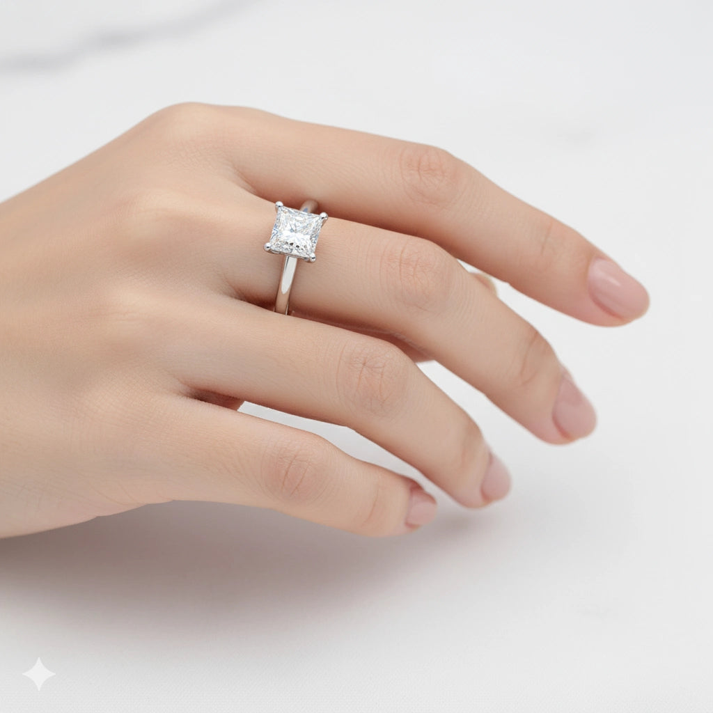 14K White Gold Ring with Lab-Created Diamonds