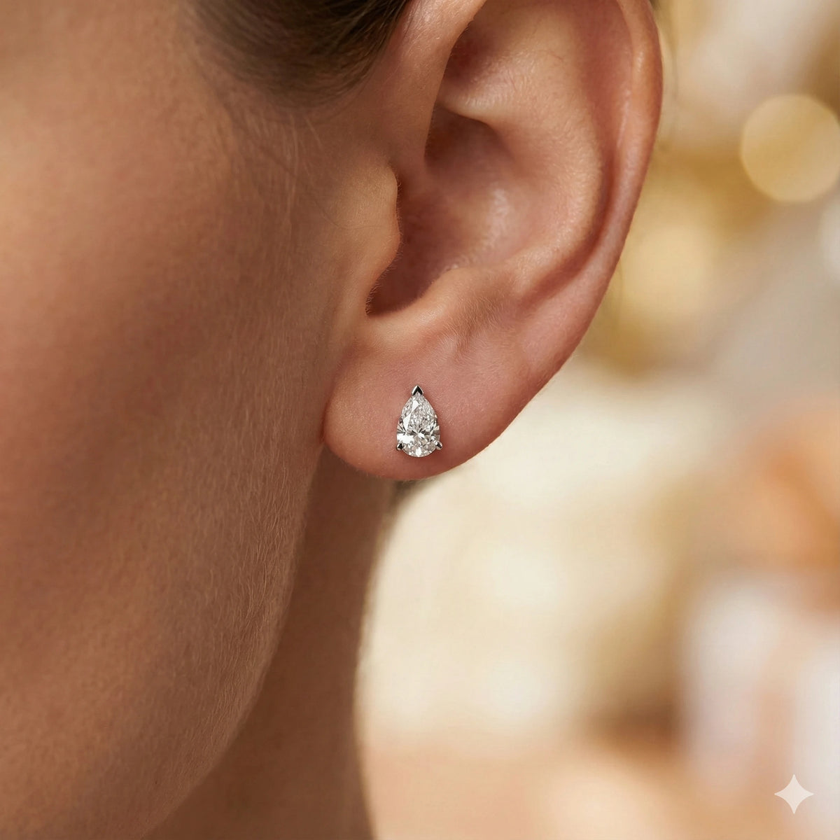 14K White Gold Earring Studs with Lab-Created Diamonds