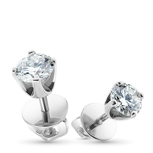 18K White Gold Earring Studs with Natural Diamonds