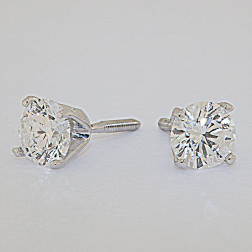 18K White Gold Earring Studs with Lab-Created Diamonds