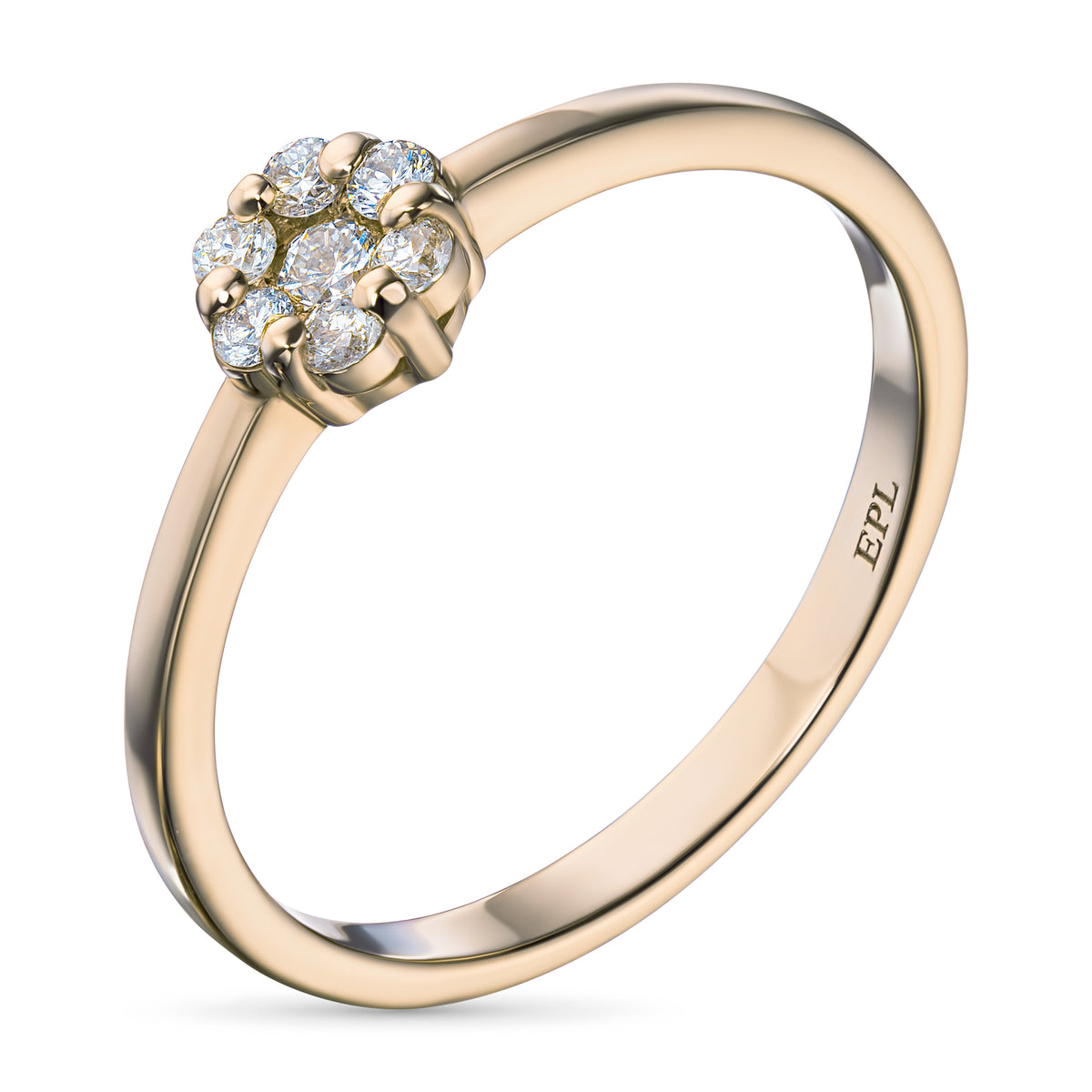 14K Yellow Gold Ring with Lab-Created Diamonds