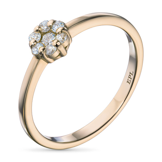 14K Yellow Gold Ring with Lab-Created Diamonds