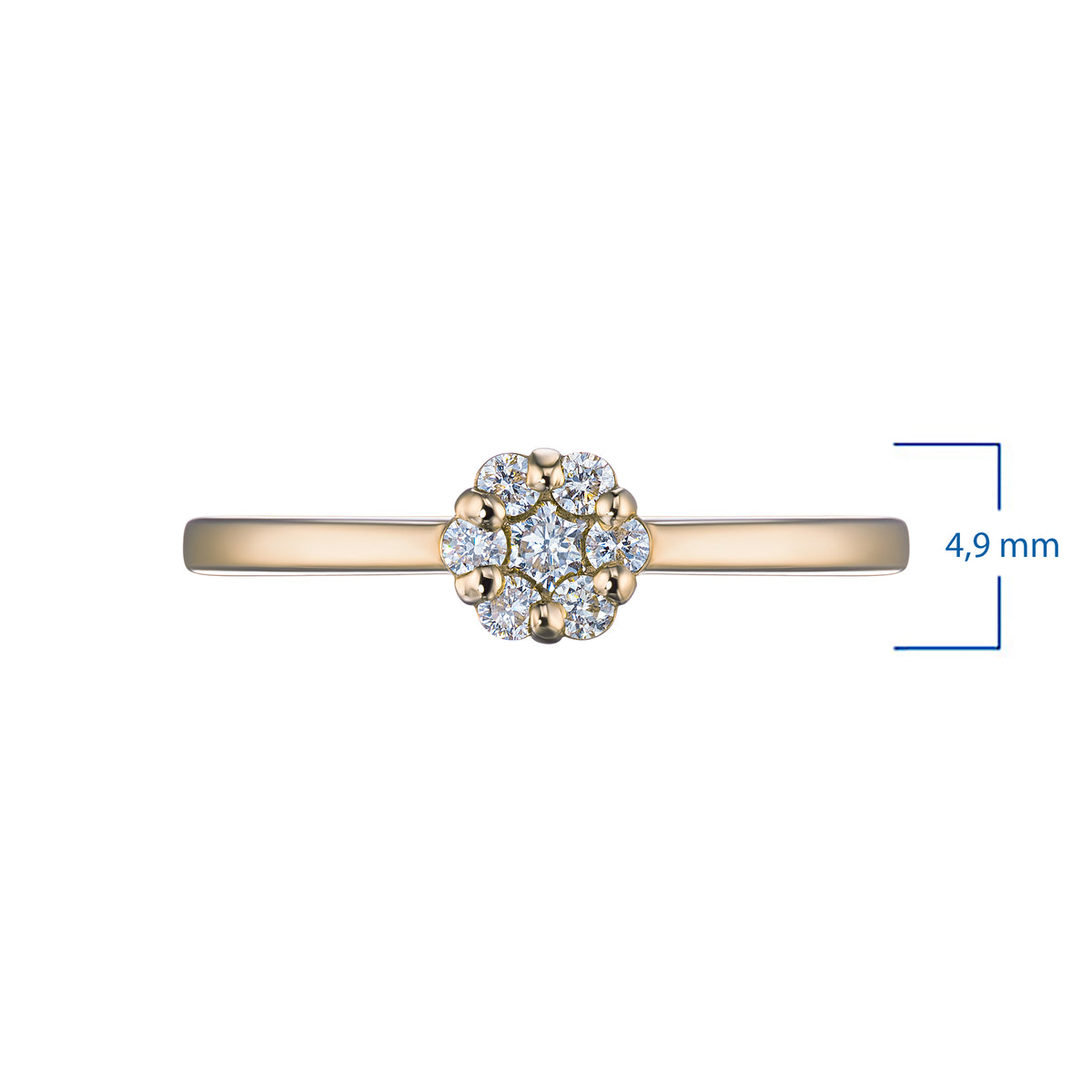 14K Yellow Gold Ring with Lab-Created Diamonds