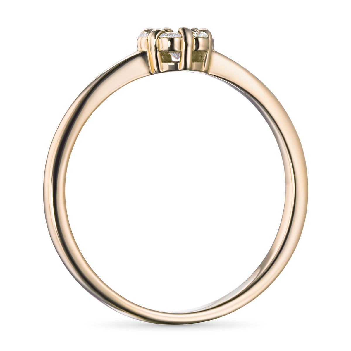 14K Yellow Gold Ring with Lab-Created Diamonds