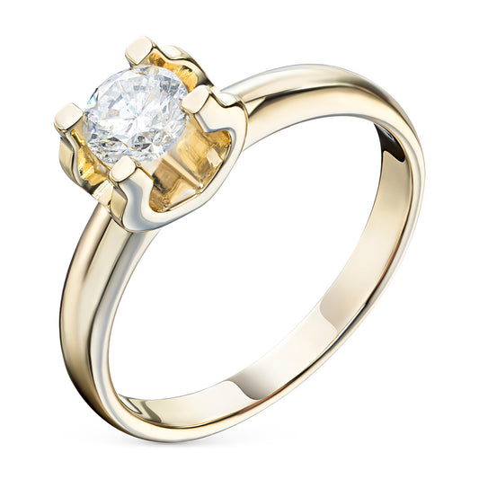 14K Yellow Gold Ring with Lab-Created Diamonds