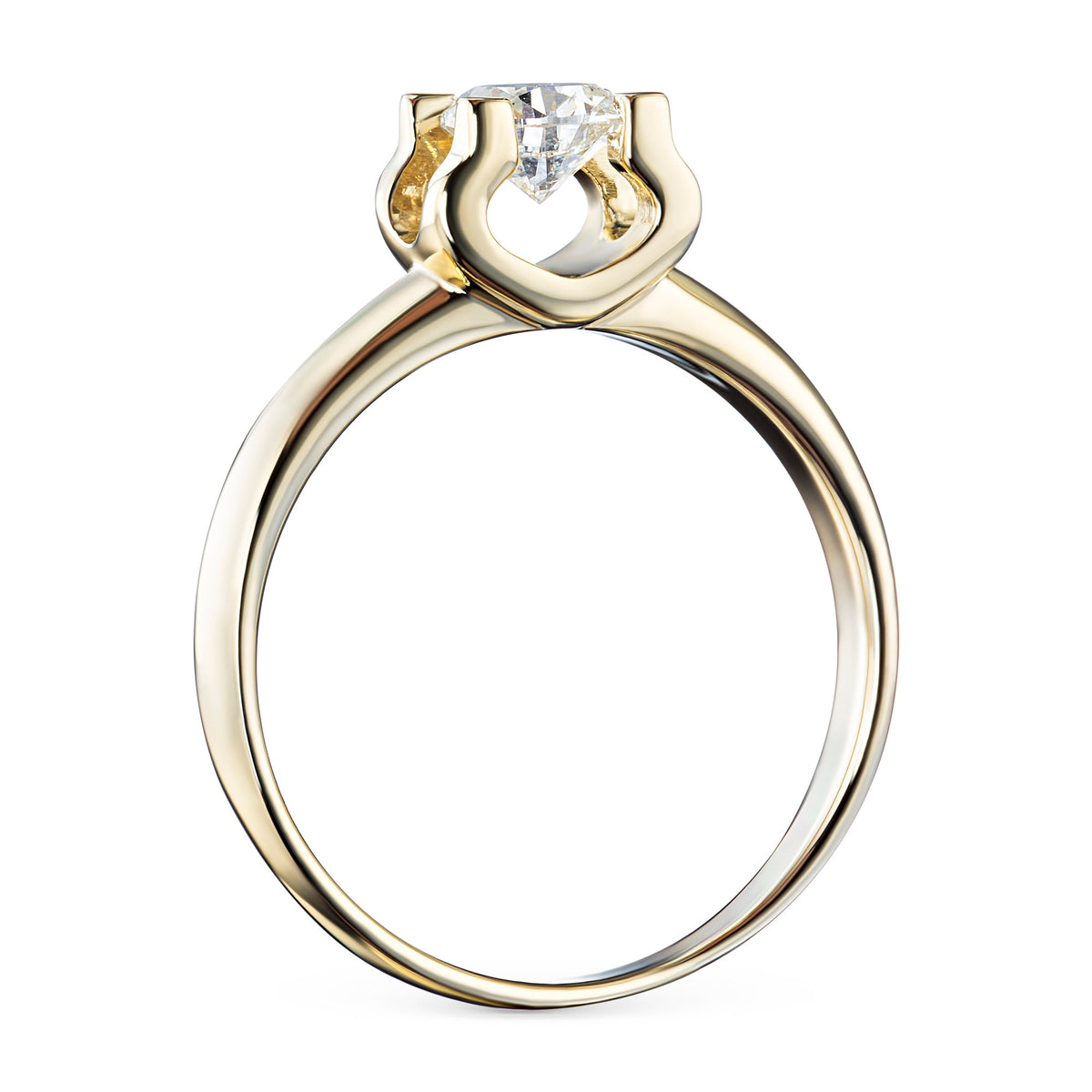 14K Yellow Gold Ring with Lab-Created Diamonds