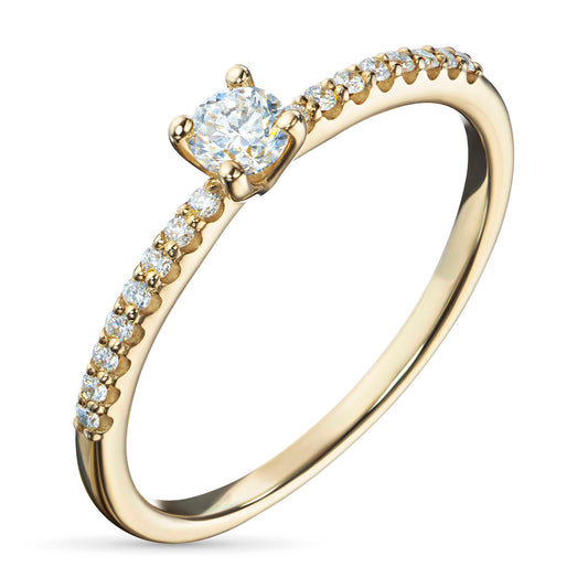 14K Yellow Gold Ring with Lab-Created Diamonds