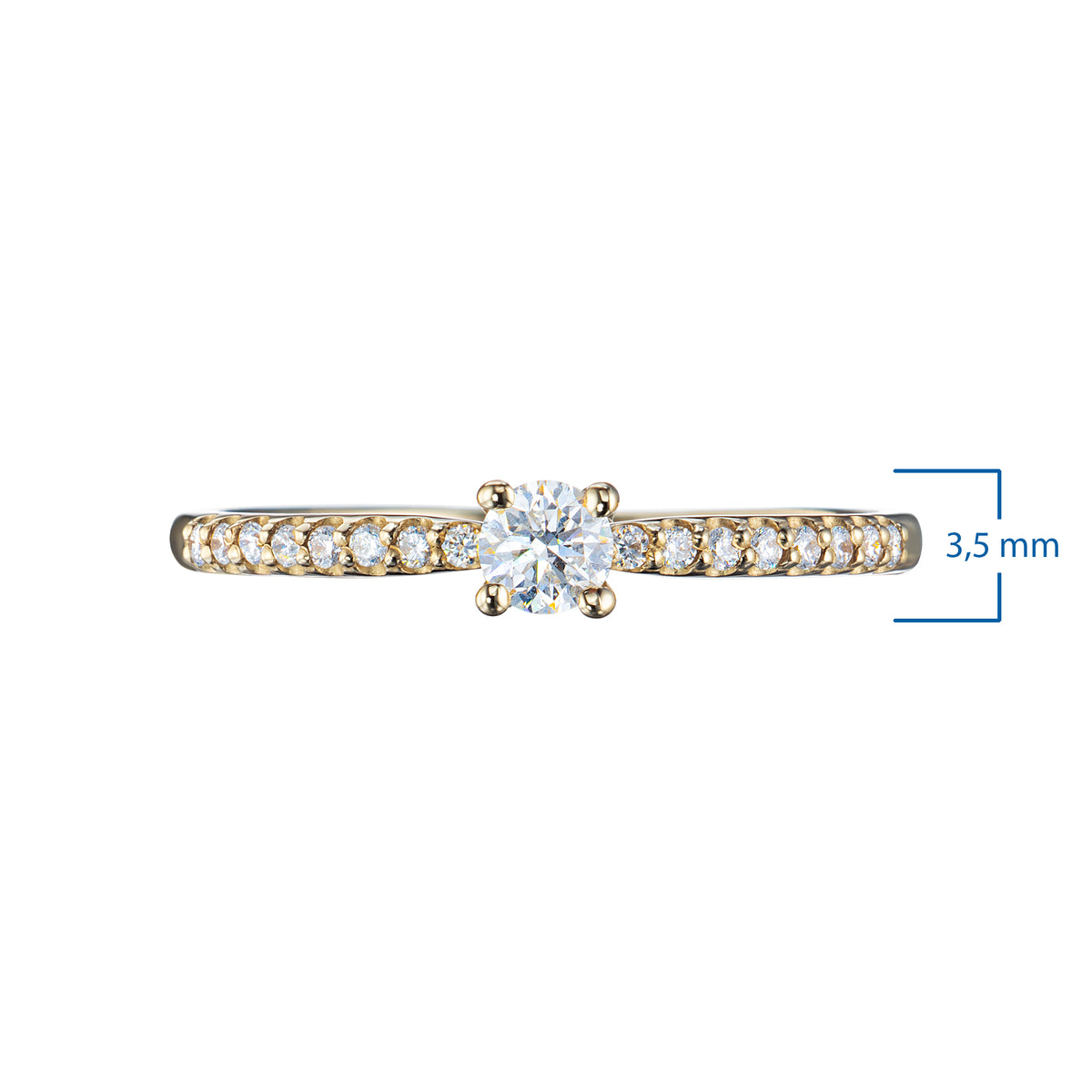 14K Yellow Gold Ring with Lab-Created Diamonds