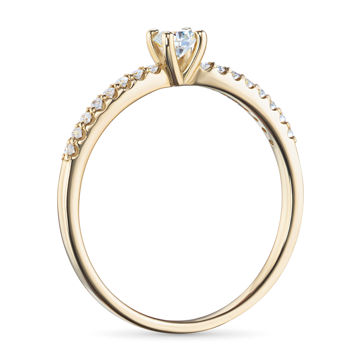 14K Yellow Gold Ring with Lab-Created Diamonds