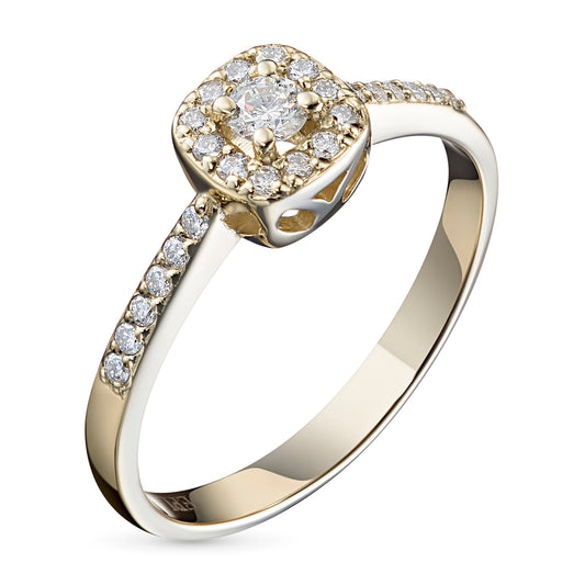 14K Yellow Gold Ring with Lab-Created Diamonds
