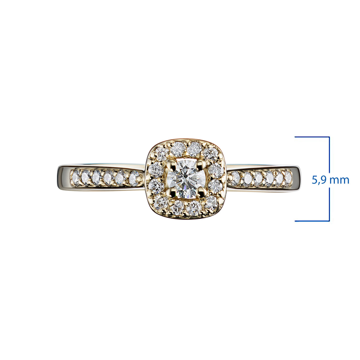 14K Yellow Gold Ring with Lab-Created Diamonds