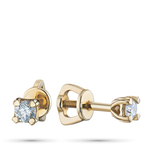 14K Yellow Gold Earring Studs with Lab-Created Diamonds