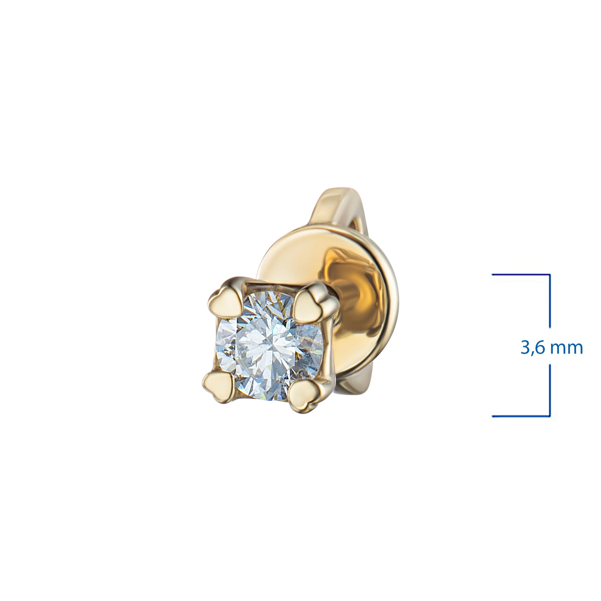 14K Yellow Gold Earring Studs with Lab-Created Diamonds