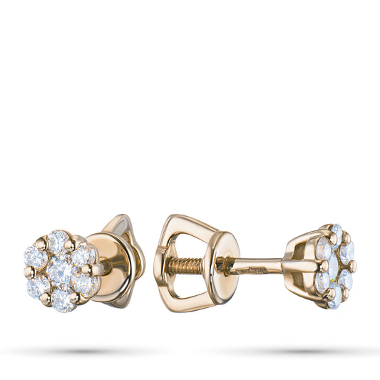 14K Yellow Gold Earring Studs with Lab-Created Diamonds
