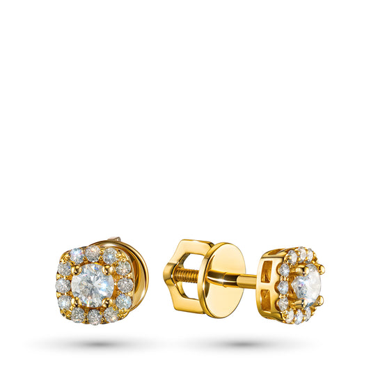 14K Yellow Gold Earring Studs with Lab-Created Diamonds