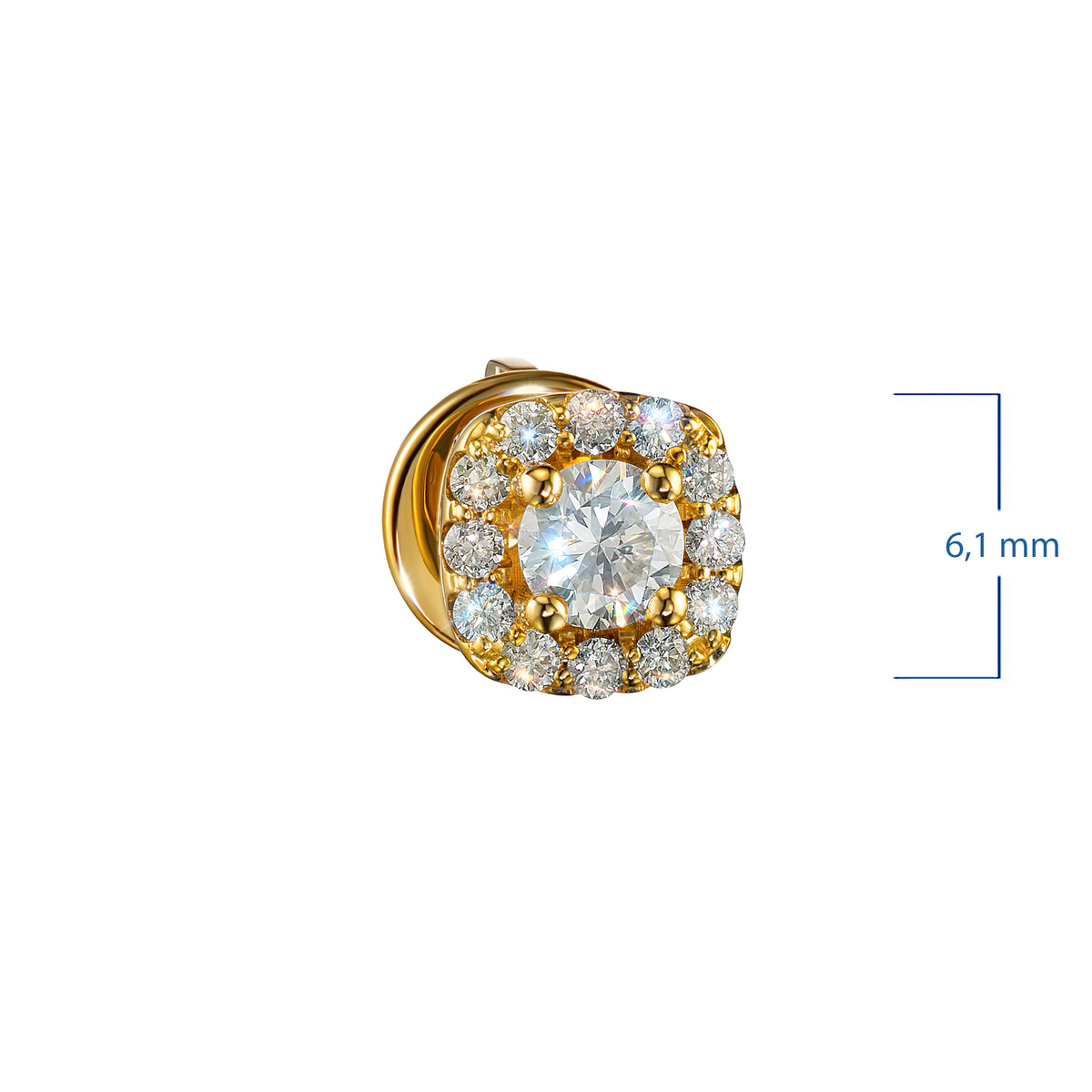 14K Yellow Gold Earring Studs with Lab-Created Diamonds