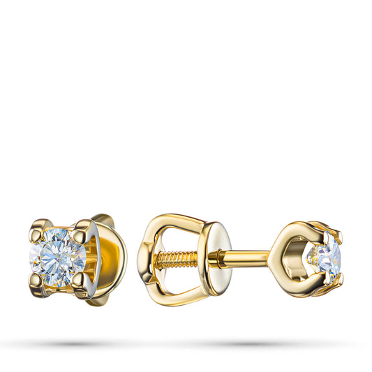 14K Yellow Gold Earring Studs with Lab-Created Diamonds