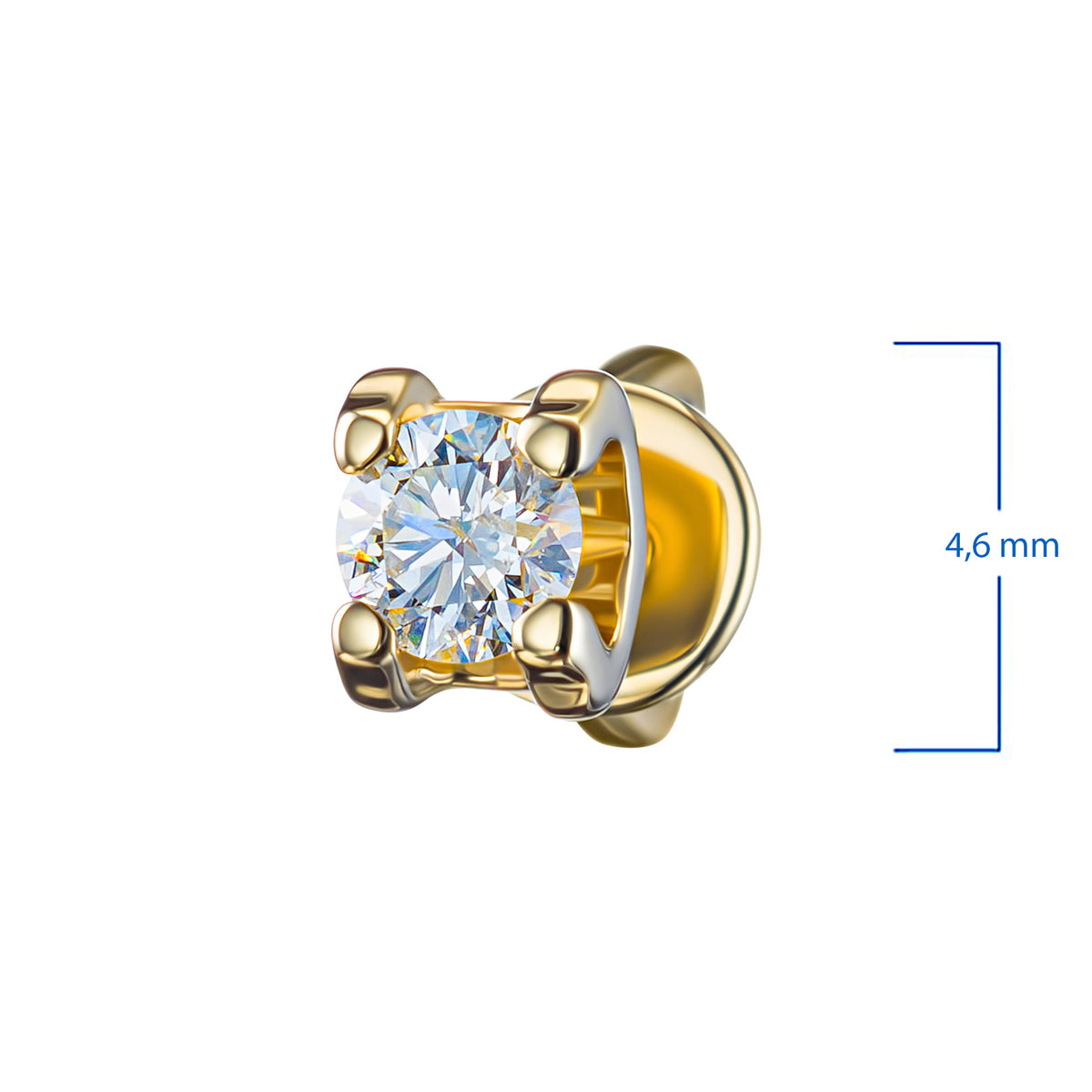 14K Yellow Gold Earring Studs with Lab-Created Diamonds