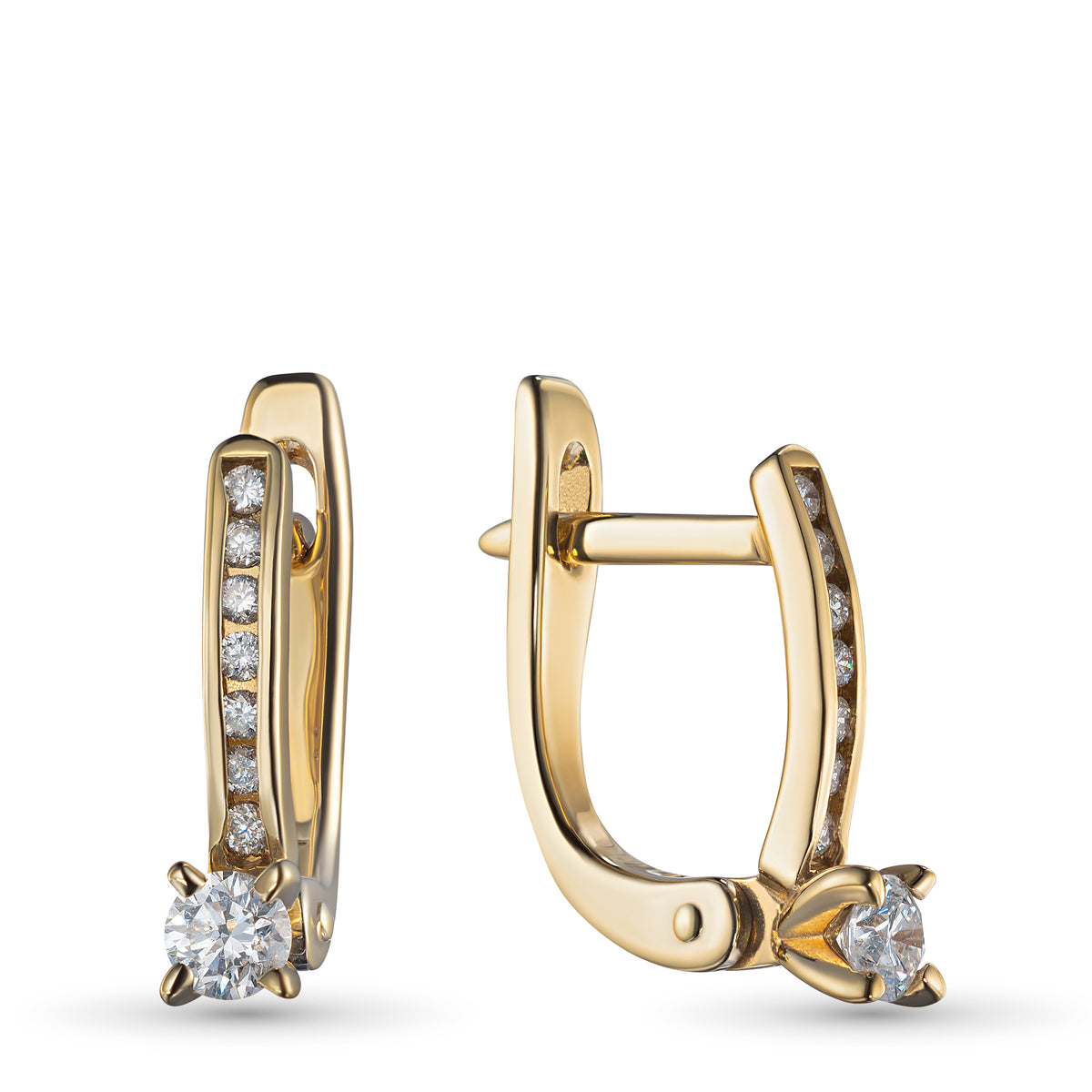 14K Yellow Gold Earrings with Lab-Created Diamonds