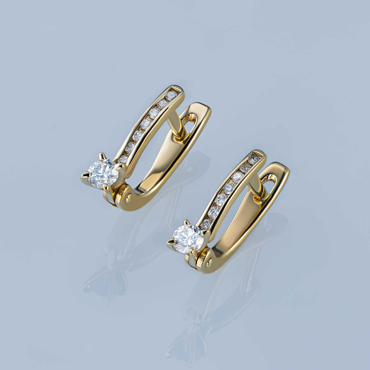 14K Yellow Gold Earrings with Lab-Created Diamonds