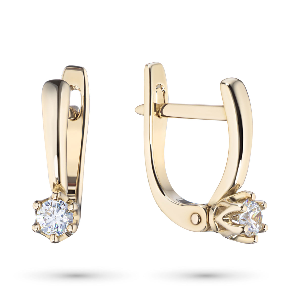 14K Yellow Gold Earrings with Lab-Created Diamonds