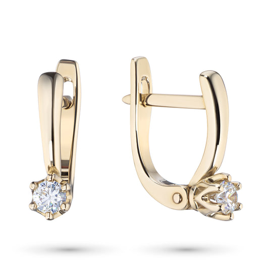 14K Yellow Gold Earrings with Lab-Created Diamonds