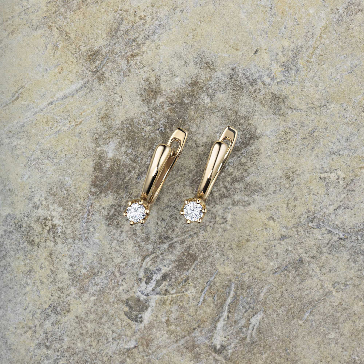 14K Yellow Gold Earrings with Lab-Created Diamonds