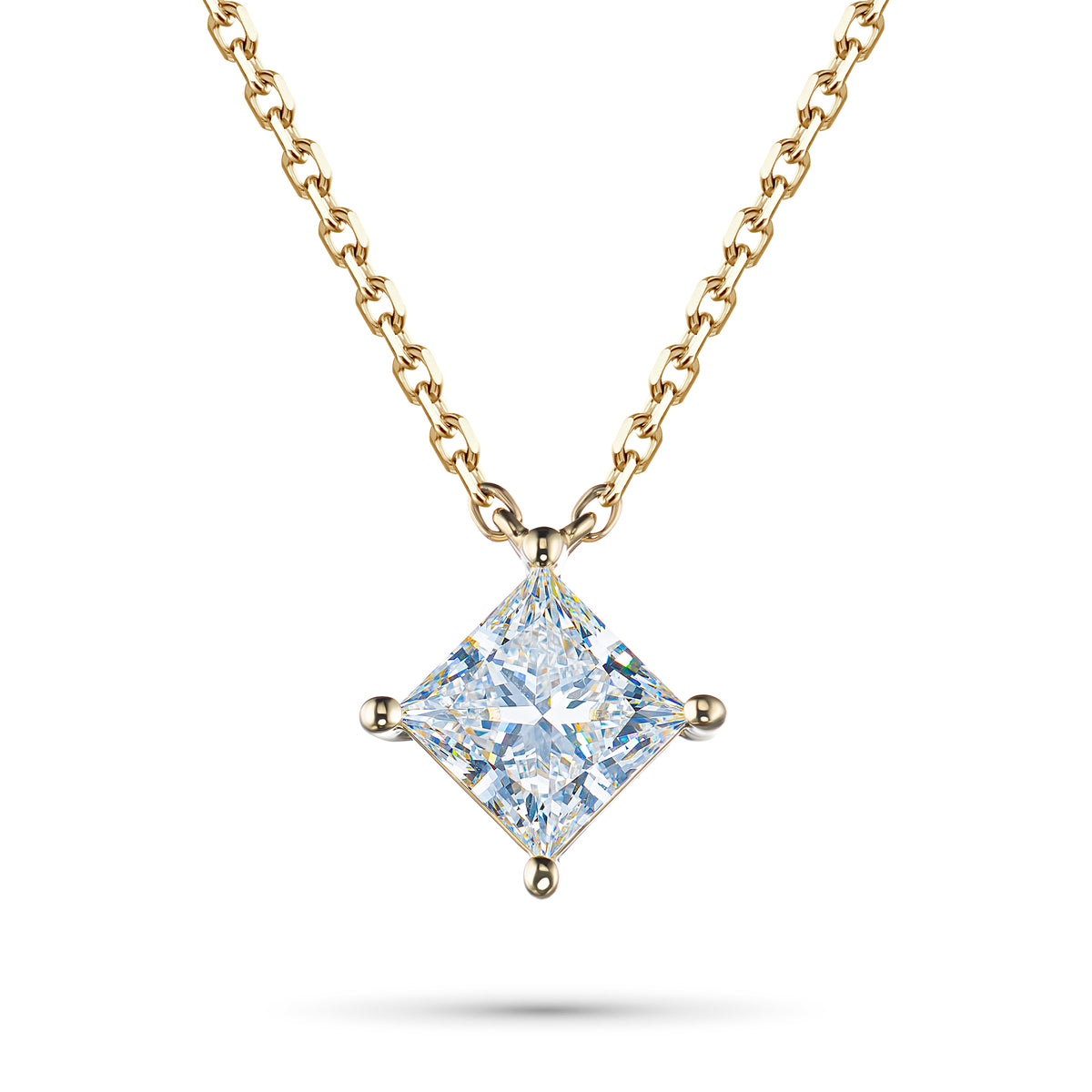 14K Yellow Gold Necklace with Lab-Created Diamonds