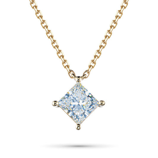 14K Yellow Gold Necklace with Lab-Created Diamonds