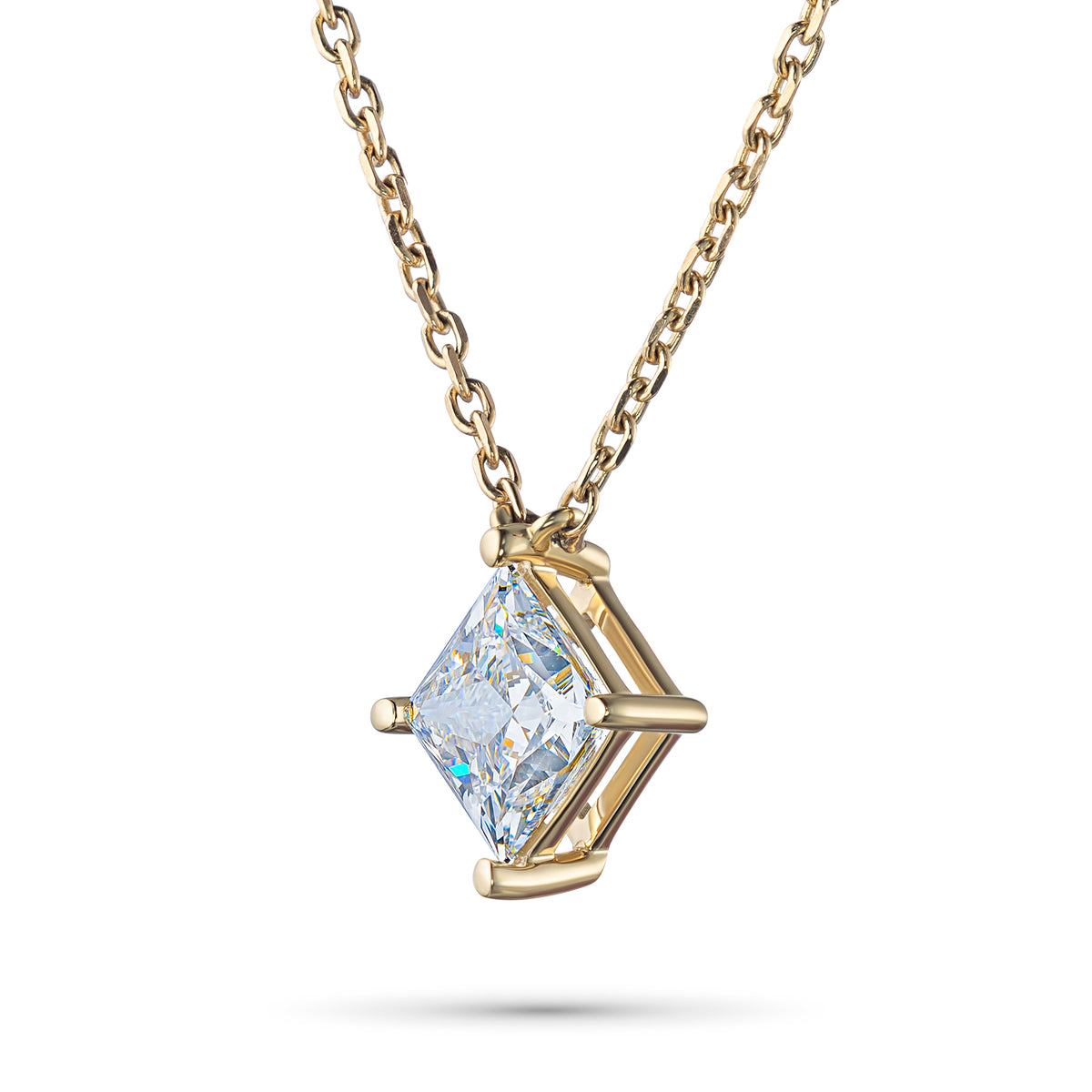 14K Yellow Gold Necklace with Lab-Created Diamonds