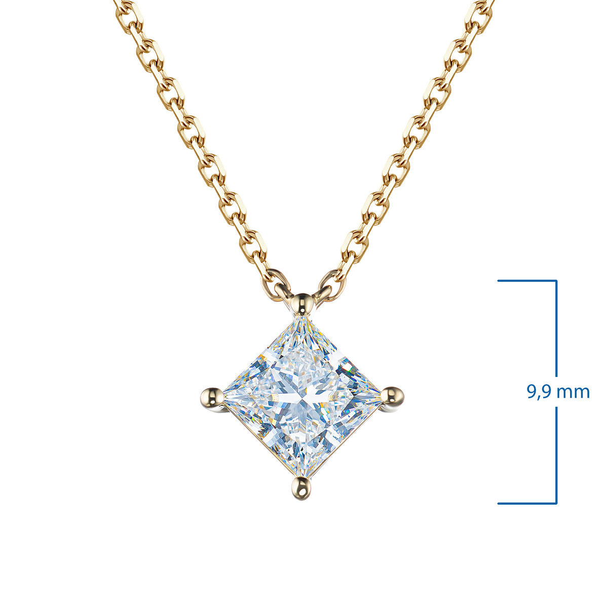 14K Yellow Gold Necklace with Lab-Created Diamonds